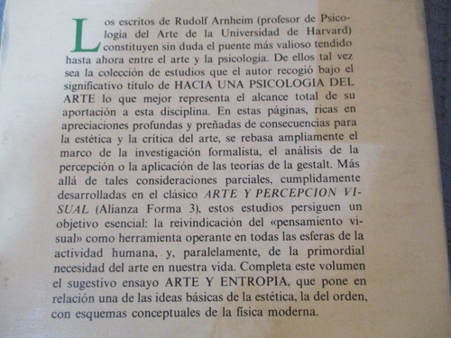 Imagen 9 de 9 de R. Arnheim - Hacia Una Psicología Del Arte. Arte Y Entropía