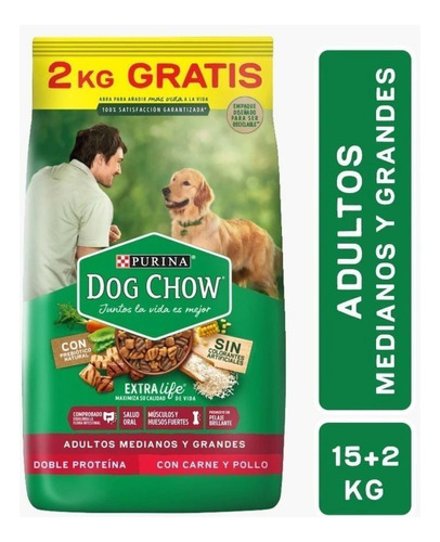 Alimento Dog Chow Adulto Mediano Y Grande X 15kg + 2 Kg