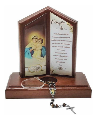 Oração De Mesa Com Porta Terço Mãe Rainha