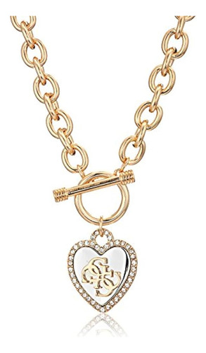 Guess Collar De Palanca De Corazón Con Marco Pavé Para Mujer