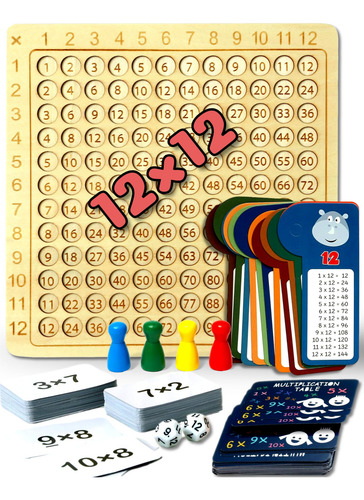 Juego De Mesa De Multiplicación Chimpish 12x12 De Madera Mon