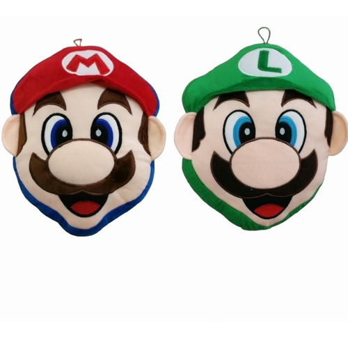 Pareja Cojines Cara Mario Bros Y Luigi,  Decorativos Cojín 