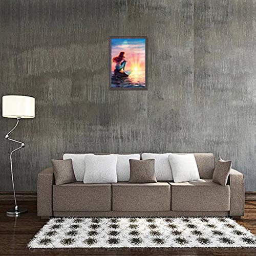 Sirena Puesta De Sol Junto Al Mar Kits Pintura Con Diamantes