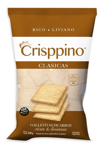 Galletitas De Arroz Crisppino Clasicas Sin Tacc 100 Gr