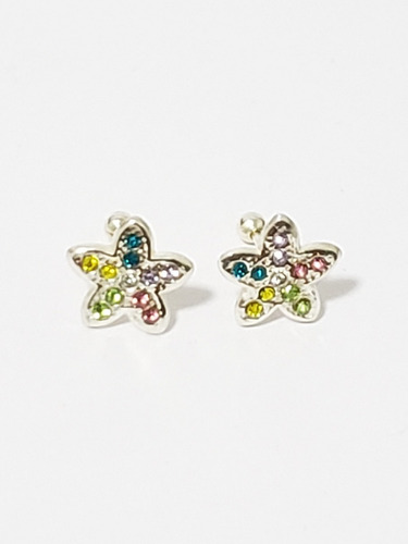 Aretes De Estrella Colors De Plata 925 +estuche