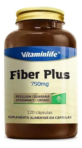 Fiber Plus® Fibras 120 Cáps Psyllium Quitosona - Vitaminlife Sabor Sem Sabor