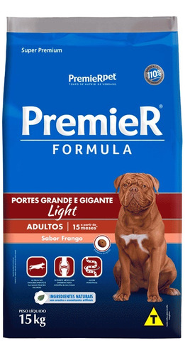 Ração Premier Cães Adultos Grandes Formula Light Frango 15kg