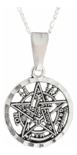 Dije Tetragramaton Curado Con Luna Llena En Plata 925