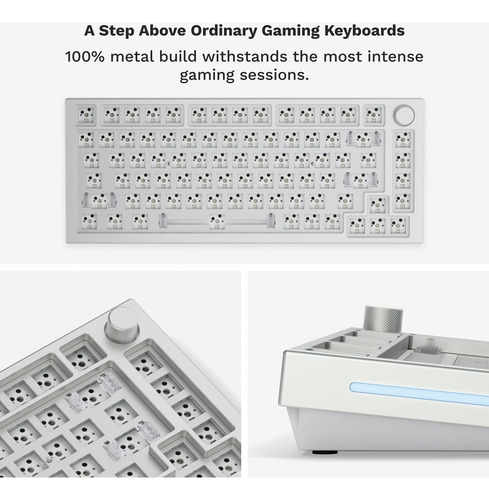 Carcaca Modular Para Teclado Mecanico Gaming Glorious Gmmk Branco Cinza