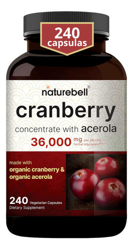 Cranberry Arandano Rojo 36000 Mg 180 Capsulas Apoyo Urinario