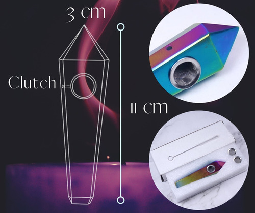 Imagen 6 de 6 de Pipa Cristal Cuarzo Rainbow + Repuesto + Cepillo. No Dab Wax