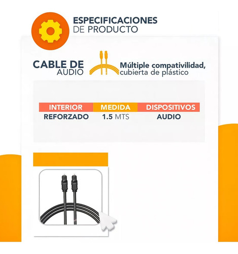 Cable De Audio Optico Digital 1.5m Tv Pantalla Macho A Macho