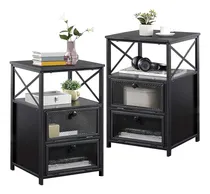 Comprar Vecelo Mesita De Noche Negra Mesa Auxiliar Con Cajon Abatib