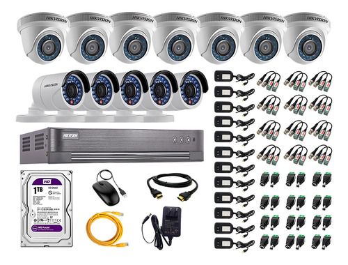 Kit 12 Camaras De Seguridad Hikvision Hd 1tb P2p