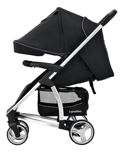Cochecito Carestino London Negro + Huevito + Accesorios Color del chasis Plateado