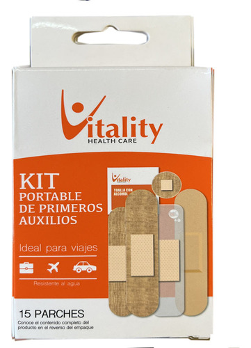 Kit Primeros Auxilios Portable Viajes Vitality X 15 Parches 