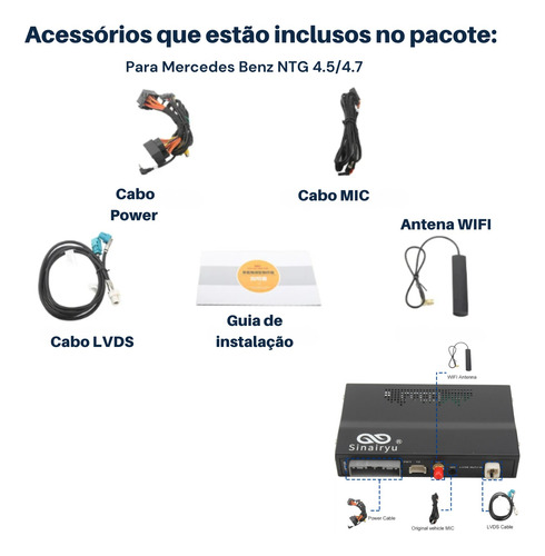 Módulo Carplay Interface Android Auto Apple Mercedes Ntg4.5