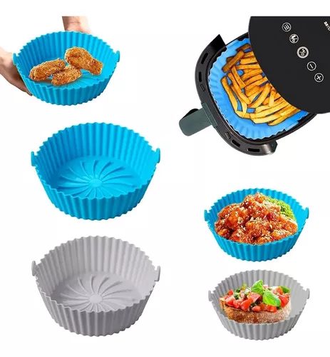  Moldes para hornear para freidora de aire y freidora de aire  redondos, reutilizables, plegables, sin BPA, para freidora de aire,  accesorios para cocinar (color negro, tamaño B) : Hogar y Cocina