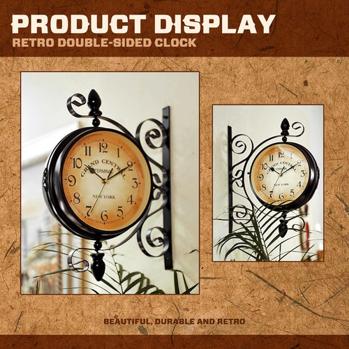 Reloj De Doble Cara, Estilo Vintage Europeo Con Marco De Met