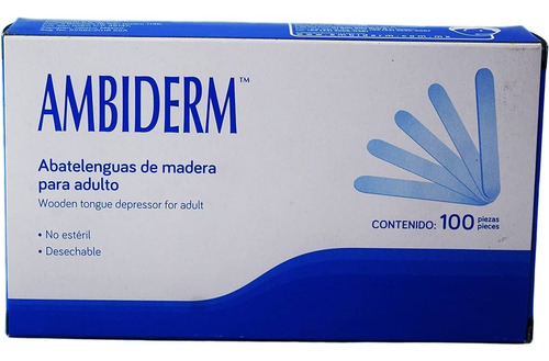 Abatelenguas De Madera Caja Con 100 Piezas Ambiderm