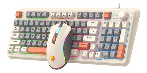 Kit De Teclado Y Mouse Gamer Free Wolf K820 Español Latinoamérica De Color Blanco