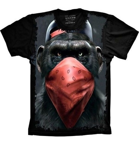 Camiseta Estilosa 3d Fullprint -  Gorila Thug Life