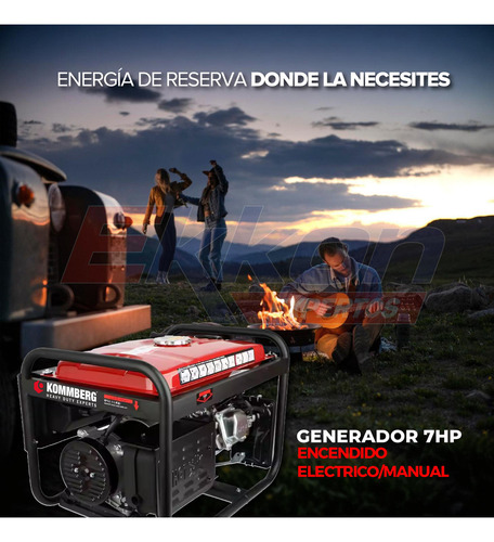 Generador 7hp Kommberg Monofásico 3100w Manual Kb-g3900e