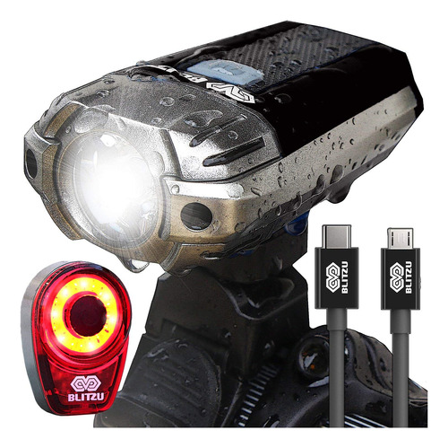 Set De Luces Led Recargables Usb Para Bicicleta Blitzu Gato.