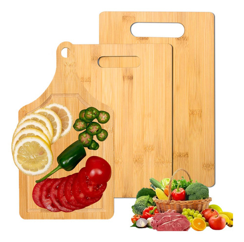 Set De 3 Tablas De Bambú Para Picar 100% Biodegradables