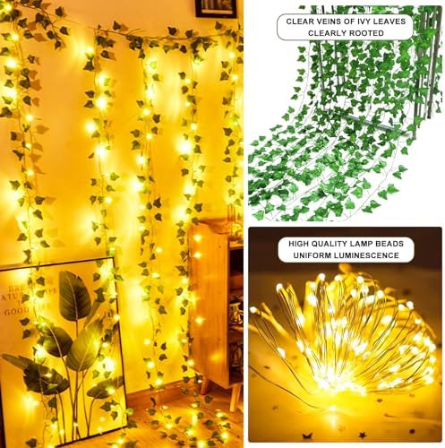 Paquete De 6 Guirnaldas De Hiedra Artificial Con 6 Luces Led