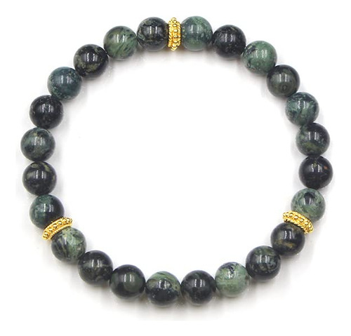 Jade Verde Oscuro Y Brazalete De Oro De 22 Quilates, Pulsera