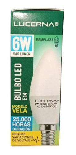 Bombillo Lucerna Vela Led 6w E14 Luz Fria