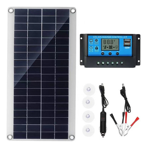 Painel Solar 50w Completo Com Controlador Usb 60a 12v 24v