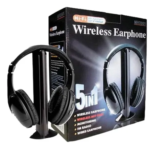 comprar Fone De Ouvido Sem Fio 5 Em 1 Fones De Ouvido Pretos F6r3