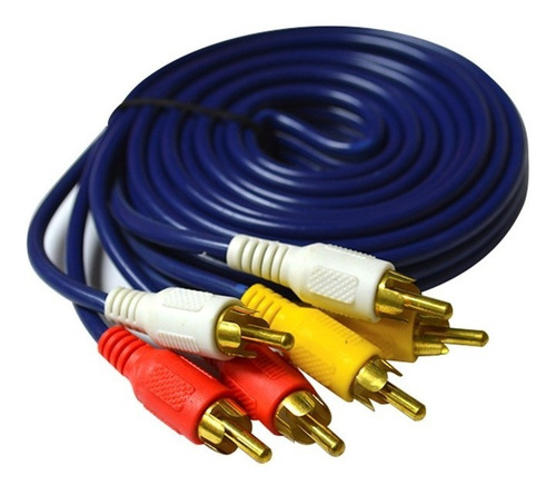Imagen 1 de 6 de Cable Audio Y Video 3 Rca A 3 Rca 3 Mts