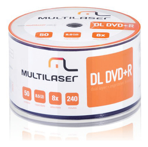 Dvd+r Dual Layer Printable Multilaser 8x 8.5gb Shrink 50 Un