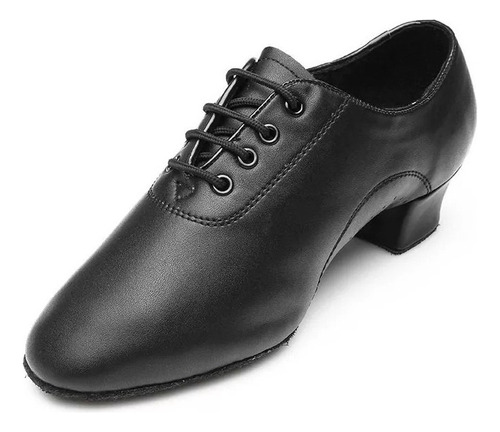 Zapatos De Baile Latino De Cuero Para Hombre, Negros, 3,5 Cm