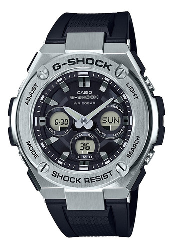 Reloj pulsera Casio G-Shock GST-S310-1ADR de cuerpo color gris, analógico-digital, para hombre, con correa de resina color negro