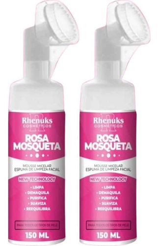 Kit 2 Mousse Espuma De Limpeza Facial Rosa Mosqueta 150ml