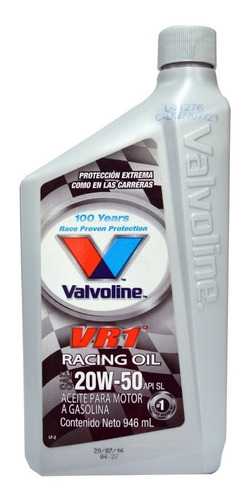 Aceite Valvoline Vr1 Racing 20w50 Mx 12/1 (.946 L)