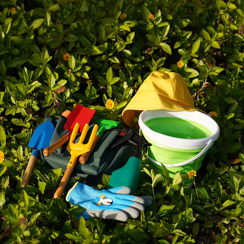 Juego De Jardinería Para Niños De Metal Real Con Sombrero