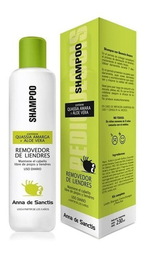 Shampoo Anna De Sanctis Quassia Y Aloe Vera X 230 Ml