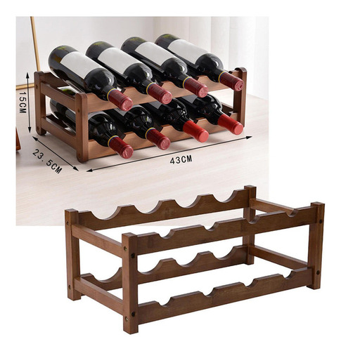 S Estante De Vino De Botella Apilable Rústico, Organizador