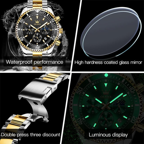 Olevs Relojes De Oro Negro Para Hombre Clásico Con Fecha De
