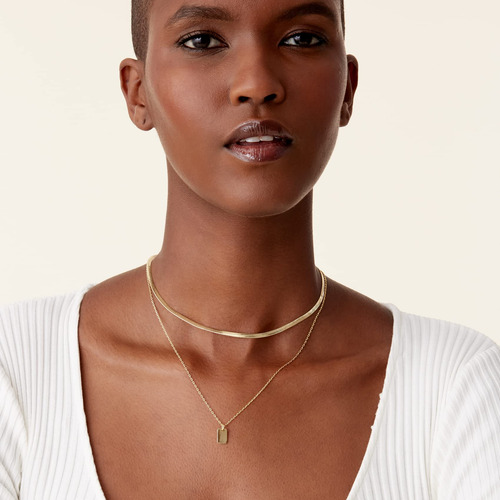 Collares Colgante Placa Capas Chapado Oro 14 Quilates Mujer Oro