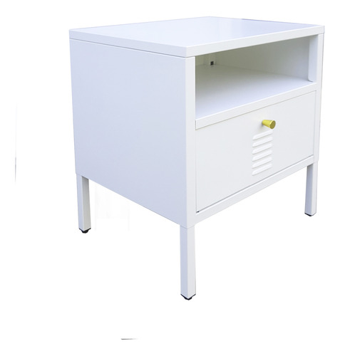 Velador Metálico Con Cajón Colorblock Blanco