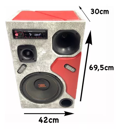 Caixa Bob Residencial Trio Som Pioneer Bluetooth red