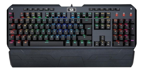 Teclado gamer Redragon Indrah K555 QWERTY Outemu Red español latinoamérica color negro con luz RGB