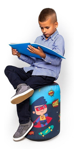Imagen 1 de 5 de Puff Almohadón Joven Regalo Infantil Nene Niño Superheroes