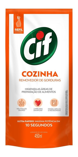 Refil Desengordurante Ultra Rápido Cozinha 450ml Cif